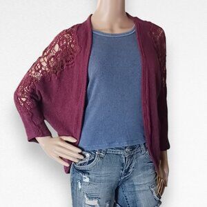 Burgundy Lace Cardigan